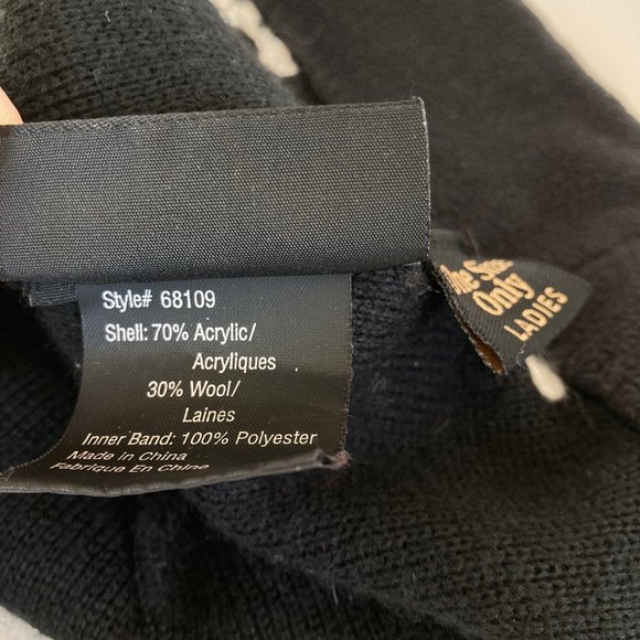 VTG Obermeyer 1947 Signature Wool Blend Embroidered Snowflakes Black Ski Cap Hat - Picture 10 of 14